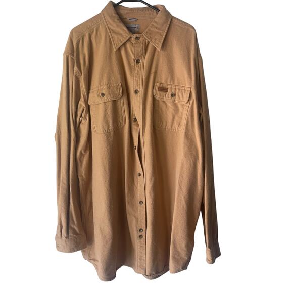 Carhartt Men 2XL Tall Yellow Flannel Heavy‎ Workwear Long Sleeve Button Up - Picture 1 of 9